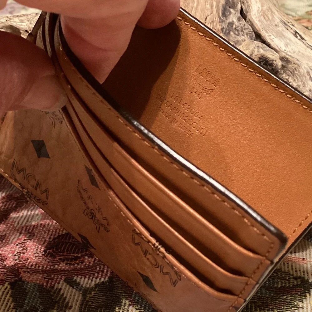 MCM Cognac Brown Logo Card Holder